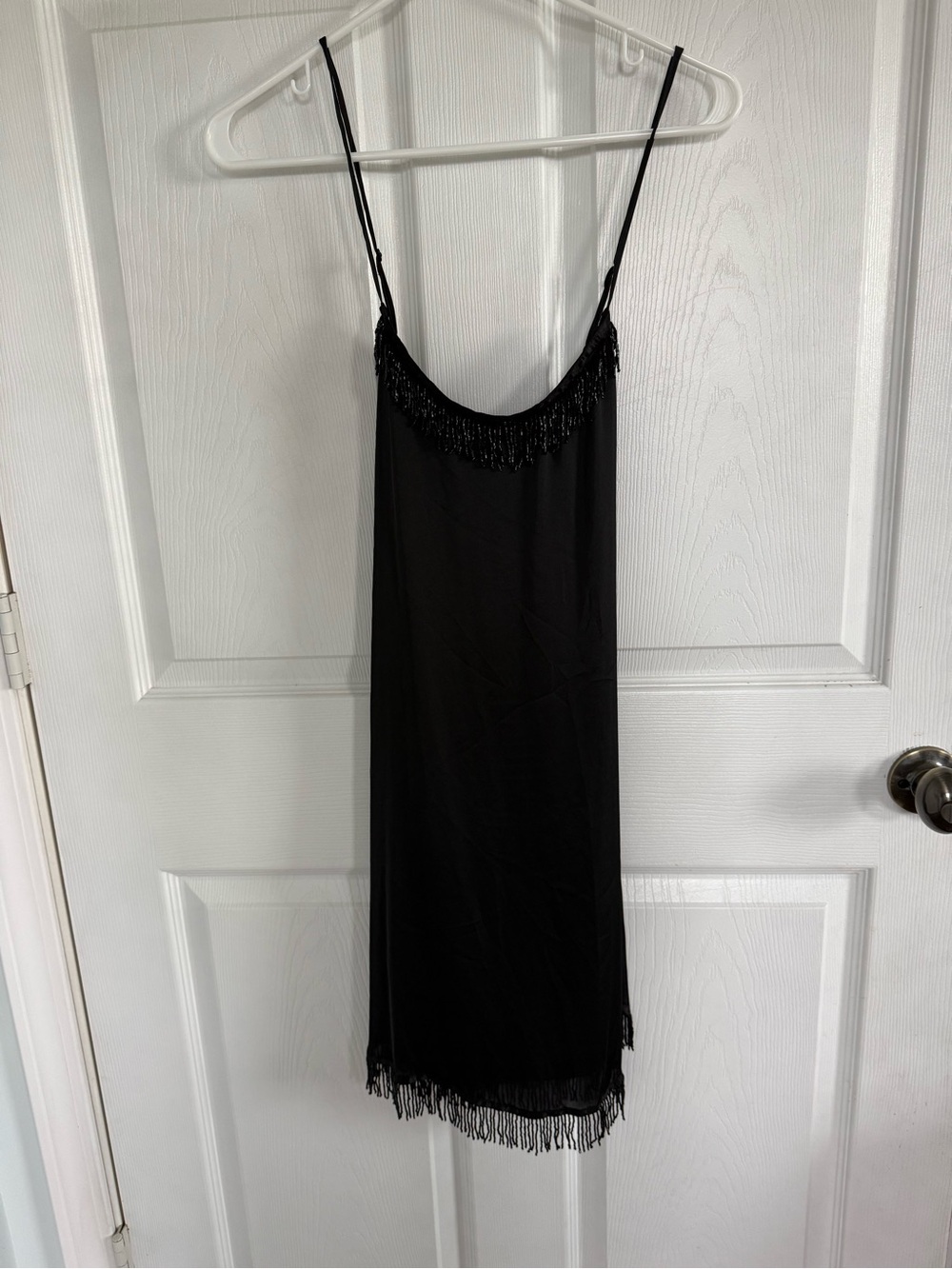 Vintage Y2K Charlotte Russe Black Beaded Fringe Slip Dress Whimsigoth Going Out